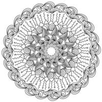 contour zen mandala met sierlijke bloemblaadjes en krullen, anti-stress kleurplaat met doodle-motieven vector