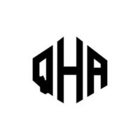 qha letter logo-ontwerp met veelhoekvorm. qha veelhoek en kubusvorm logo-ontwerp. qha zeshoek vector logo sjabloon witte en zwarte kleuren. qha monogram, business en onroerend goed logo.