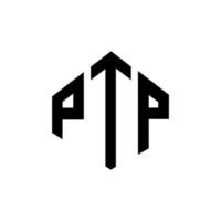 ptp-letterlogo-ontwerp met veelhoekvorm. ptp veelhoek en kubusvorm logo-ontwerp. ptp zeshoek vector logo sjabloon witte en zwarte kleuren. ptp-monogram, bedrijfs- en onroerendgoedlogo.