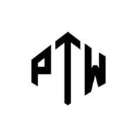 ptw letter logo-ontwerp met veelhoekvorm. ptw veelhoek en kubusvorm logo-ontwerp. ptw zeshoek vector logo sjabloon witte en zwarte kleuren. ptw-monogram, bedrijfs- en onroerendgoedlogo.