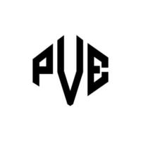 pve letter logo-ontwerp met veelhoekvorm. pve veelhoek en kubusvorm logo-ontwerp. pve zeshoek vector logo sjabloon witte en zwarte kleuren. pve monogram, bedrijfs- en onroerend goed logo.