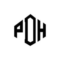 pdh letter logo-ontwerp met veelhoekvorm. pdh veelhoek en kubusvorm logo-ontwerp. pdh zeshoek vector logo sjabloon witte en zwarte kleuren. pdh monogram, business en onroerend goed logo.