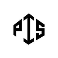 pis letter logo-ontwerp met veelhoekvorm. pis veelhoek en kubusvorm logo-ontwerp. pis zeshoek vector logo sjabloon witte en zwarte kleuren. pis monogram, business en onroerend goed logo.