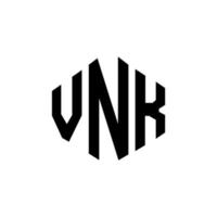 vnk letter logo-ontwerp met veelhoekvorm. vnk veelhoek en kubusvorm logo-ontwerp. vnk zeshoek vector logo sjabloon witte en zwarte kleuren. vnk monogram, bedrijfs- en onroerend goed logo.