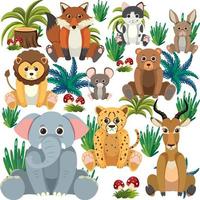 schattige wilde dieren naadloos patroon vector