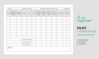 piloot logboek interieur sjabloonontwerp vector