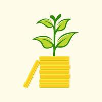 spruit blad munt groeien, zakelijke investeringen groei illustratie vector
