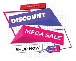 mega sale speciale aanbieding banner 50 procent korting vector