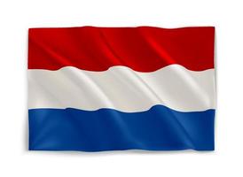 rode, witte en blauwe Nederlandse vlag. 3d vectorvoorwerp dat op wit wordt geïsoleerd