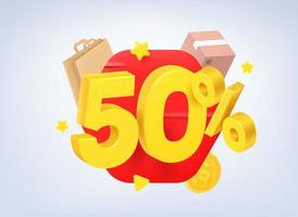 50 procent verkoopconcept. 3d vectorillustratie vector