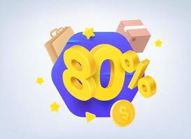 80 procent verkoopconcept. 3d vectorillustratie vector