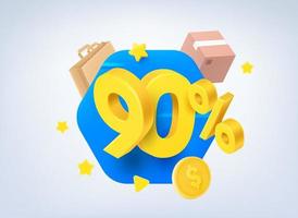 90 procent verkoopconcept. 3d vectorillustratie vector