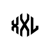 XXL letter logo-ontwerp met veelhoekvorm. XXL logo-ontwerp met veelhoek en kubusvorm. XXL zeshoek vector logo sjabloon witte en zwarte kleuren. XXL monogram, bedrijfs- en onroerend goed logo.