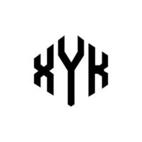 xyk letter logo-ontwerp met veelhoekvorm. xyk veelhoek en kubusvorm logo-ontwerp. xyk zeshoek vector logo sjabloon witte en zwarte kleuren. xyk monogram, business en onroerend goed logo.