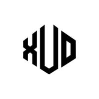 xuo letter logo-ontwerp met veelhoekvorm. xuo veelhoek en kubusvorm logo-ontwerp. xuo zeshoek vector logo sjabloon witte en zwarte kleuren. xuo-monogram, bedrijfs- en onroerendgoedlogo.