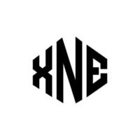 xne letter logo-ontwerp met veelhoekvorm. xne veelhoek en kubusvorm logo-ontwerp. xne zeshoek vector logo sjabloon witte en zwarte kleuren. xne monogram, bedrijfs- en onroerend goed logo.