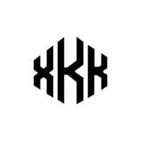 xkk letter logo-ontwerp met veelhoekvorm. xkk veelhoek en kubusvorm logo-ontwerp. xkk zeshoek vector logo sjabloon witte en zwarte kleuren. xkk-monogram, bedrijfs- en onroerendgoedlogo.