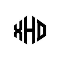 xhd letter logo-ontwerp met veelhoekvorm. xhd veelhoek en kubusvorm logo-ontwerp. xhd zeshoek vector logo sjabloon witte en zwarte kleuren. xhd-monogram, bedrijfs- en onroerendgoedlogo.