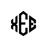 xee letter logo-ontwerp met veelhoekvorm. xee veelhoek en kubusvorm logo-ontwerp. xee zeshoek vector logo sjabloon witte en zwarte kleuren. xee monogram, business en onroerend goed logo.