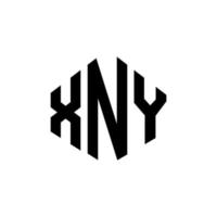 xny letter logo-ontwerp met veelhoekvorm. xny veelhoek en kubusvorm logo-ontwerp. xny zeshoek vector logo sjabloon witte en zwarte kleuren. xny monogram, bedrijfs- en onroerend goed logo.