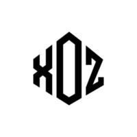 xoz letter logo-ontwerp met veelhoekvorm. xoz veelhoek en kubusvorm logo-ontwerp. xoz zeshoek vector logo sjabloon witte en zwarte kleuren. xoz monogram, bedrijfs- en onroerend goed logo.