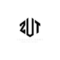 zut letter logo-ontwerp met veelhoekvorm. zut veelhoek en kubusvorm logo-ontwerp. zut zeshoek vector logo sjabloon witte en zwarte kleuren. zut monogram, bedrijfs- en onroerend goed logo.