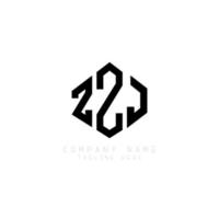 zzj letter logo-ontwerp met veelhoekvorm. zzj veelhoek en kubusvorm logo-ontwerp. zzj zeshoek vector logo sjabloon witte en zwarte kleuren. zzj-monogram, bedrijfs- en onroerendgoedlogo.
