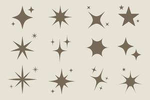 set van originele vector sterren sparkle icoon. helder vuurwerk, fonkelende decoratie, glanzende flits. gloeiende lichteffect sterren en bursts collectie