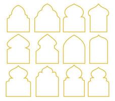 vintage set van gouden islamitische frame pictogrammen element collecties. rand van moskee, geschikt voor spandoek, flyer of poster ramadan, hadj of adha vector
