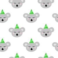 naadloze patroon met doodle kleurrijke koala gezichten. vector