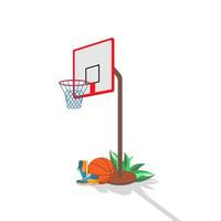 basketbalring met de bal en sneakers. vectorafbeelding voor het ontwerpen van flyers, achtergronden, covers, stickers, posters, banners, websites en pagina's. vector