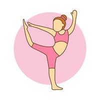 vrouw training logo. yoga sport pictogram cartoon. vrouwelijke gezondheid levensstijl mascotte vectorillustratie vector
