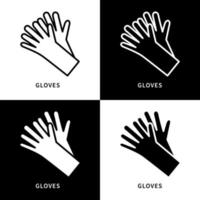 handschoenen wanten pictogram symbool illustratie. handgebaar logo. medische handschoenen handbescherming ontwerp vector iconen set