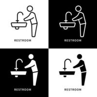 kraan wastafel en toilet pictogram symbool illustratie. wassen hand silhouet logo. virus bescherming ontwerp vector iconen set