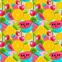 zomerfruit patronen in heldere cartoon-stijl vector