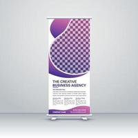 moderne zakelijke roll-up banner staan sjabloonontwerp. marketingtentoonstelling voor de conferentie, promobannertentoonstelling, afdrukken, presentatie en weergave, vlagbanner, voor seminar vector