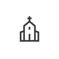 kerk icoon, lineair op wit vector