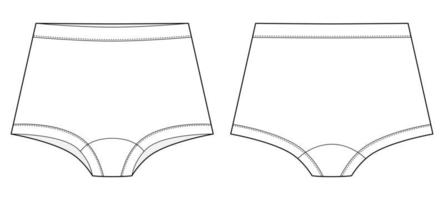 meisjes knickers technische schets illustratie. kinder onderbroeken. casual slipje geïsoleerde sjabloon vector