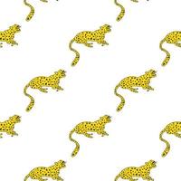 decoratief naadloos patroon met doodle schattige luipaard. handgetekende cheetah eindeloos behang. vector