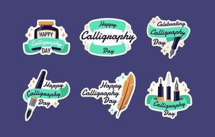 kalligrafie dag sticker set vector