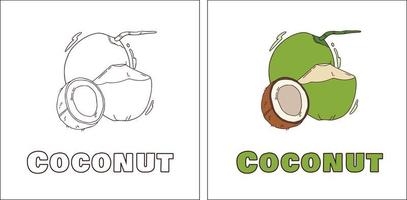 a voor kokosnoot handgetekende kleurplaat vector