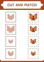 knip en match delen van vlinder, spel voor kinderen. vectorillustratie, afdrukbaar werkblad vector
