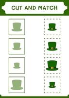 knip en match delen van st. patrick's day hoed, spel voor kinderen. vectorillustratie, afdrukbaar werkblad vector