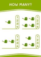 hoeveel gieter, spel voor kinderen. vectorillustratie, afdrukbaar werkblad vector