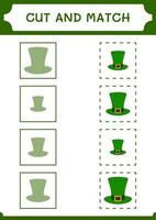 knip en match delen van st. patrick's day hoed, spel voor kinderen. vectorillustratie, afdrukbaar werkblad vector