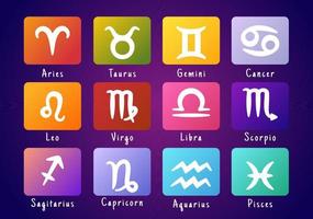 sterrenbeeld wiel astrologisch teken met symbool twaalf astrologie namen, horoscopen of sterrenbeelden in platte cartoon karakter vectorillustratie vector