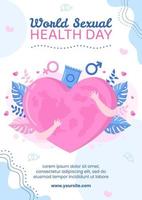 wereld seksuele gezondheid dag flyer sjabloon platte cartoon achtergrond vectorillustratie vector