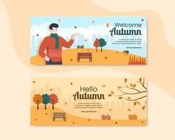 herfst sociale media banner sjabloon platte cartoon achtergrond vectorillustratie vector