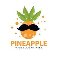 ananas-logo met een gezond en fit snor-ananasontwerp. vruchtensap logo vector ontwerp