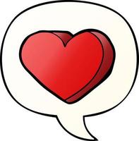 cartoon liefdeshart en tekstballon in vloeiende verloopstijl vector